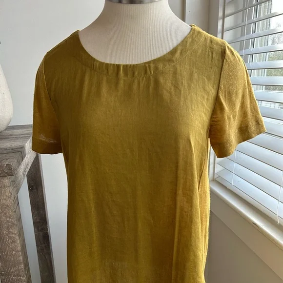 J Jill Mustard Yellow Linen Top Size S - Picture 2 of 3